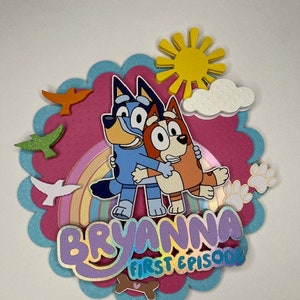 Blue Cake Topper, Kid Cake Topper, Blue Dog Birthday, Custom Party, kid Decoration, Girls Birthday, Birthday Decor, Personalized Cake Topper