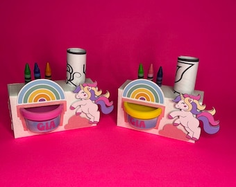 Playdoh-krita målarlåda, enhörningsaktivitetslåda, enhörningsplaydoh-låda, enhörningsfödelsedag, magisk playdoh-målaraktivitet, personlig