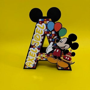 Mickey 3D letter, Custom 3D letter, 3D letter/Number, 3D Table Decoration, Mickey Centerpieces, Mickey Birthday,Letra 3D Mickey,Mickey Party