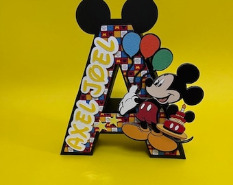Micky 3D Buchstabe, Benutzerdefinierter 3D Buchstabe, 3D Buchstabe/Zahl, 3D Tischdekoration, Micky Herzstücke, Micky Geburtstag, Letra 3D Micky,Mickey Party