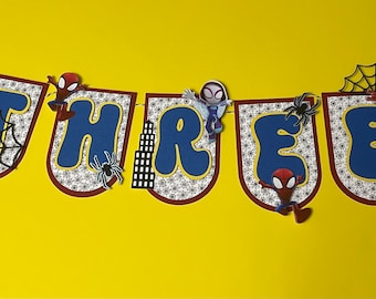 Spidey Banner, Birthday Banner Two, Spidey Theme, Birthday Two, Party Decoration, Table Decoration, Spidey High Chair Banner, Custom Banner
