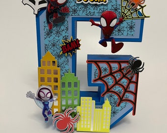 Letra 3D de Spidey, Letra 3D, Decoraciones de cumpleaños, Tema de Spidey, Decoración de fiesta, Amigos increíbles de Spidey, Centros de mesa de Spidey, Personalizado