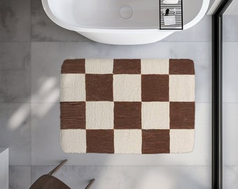 Cream-Brown Bath Mat l Bathroom Decor l Home Bath Mat l Mat In-Box l Best Bath Mat l Home Decoration l Microfiber l Non Slip l Cute Bath Rug
