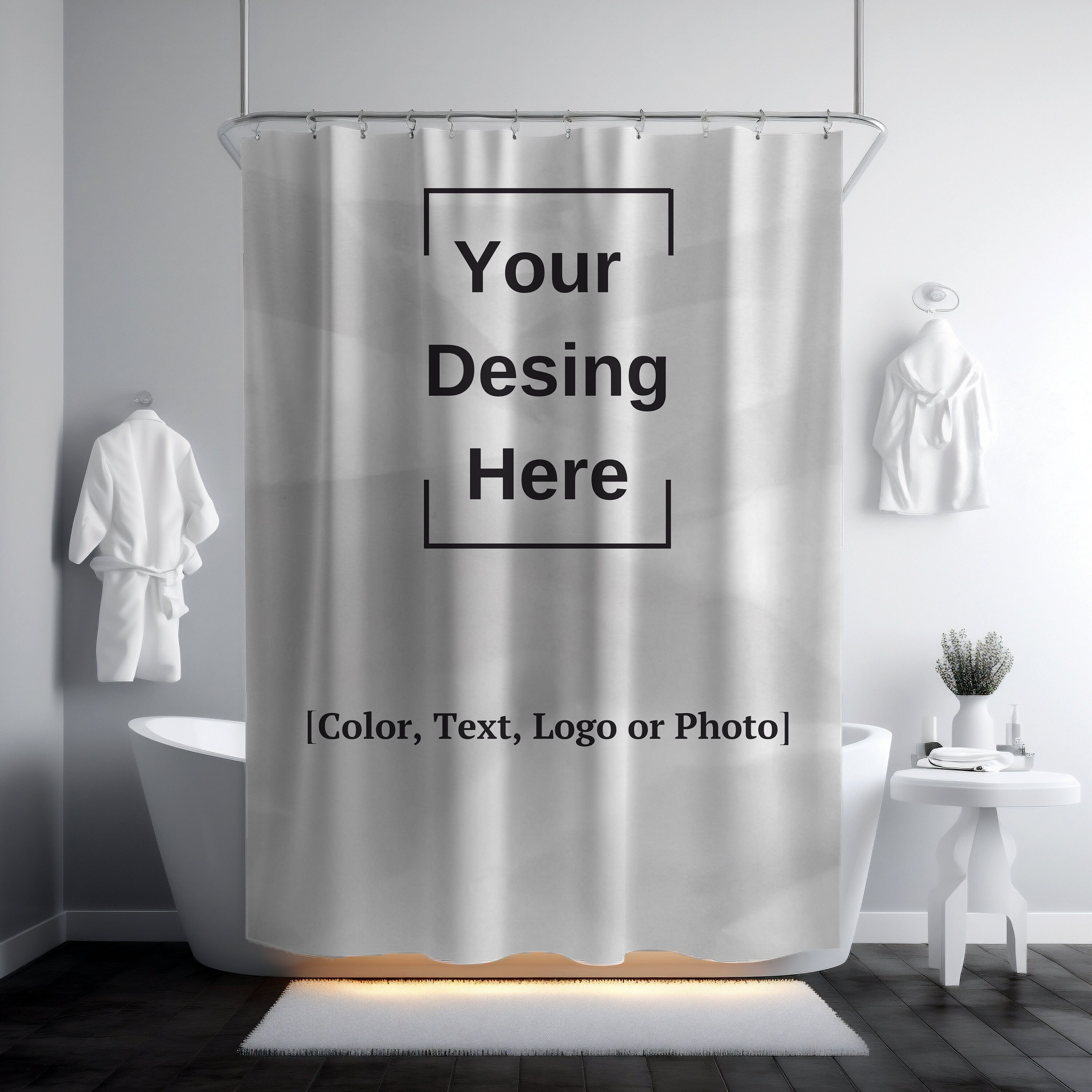 Cute Hippo Pattern Print Bathroom Shower Curtain
