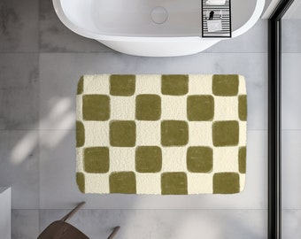 Cream-Green Bath Mat l Bathroom Decor l Home Bath Mat l Mat In-Box l Best Bath Mat l Home Decoration l Microfiber l Non Slip l Cute Bath Rug