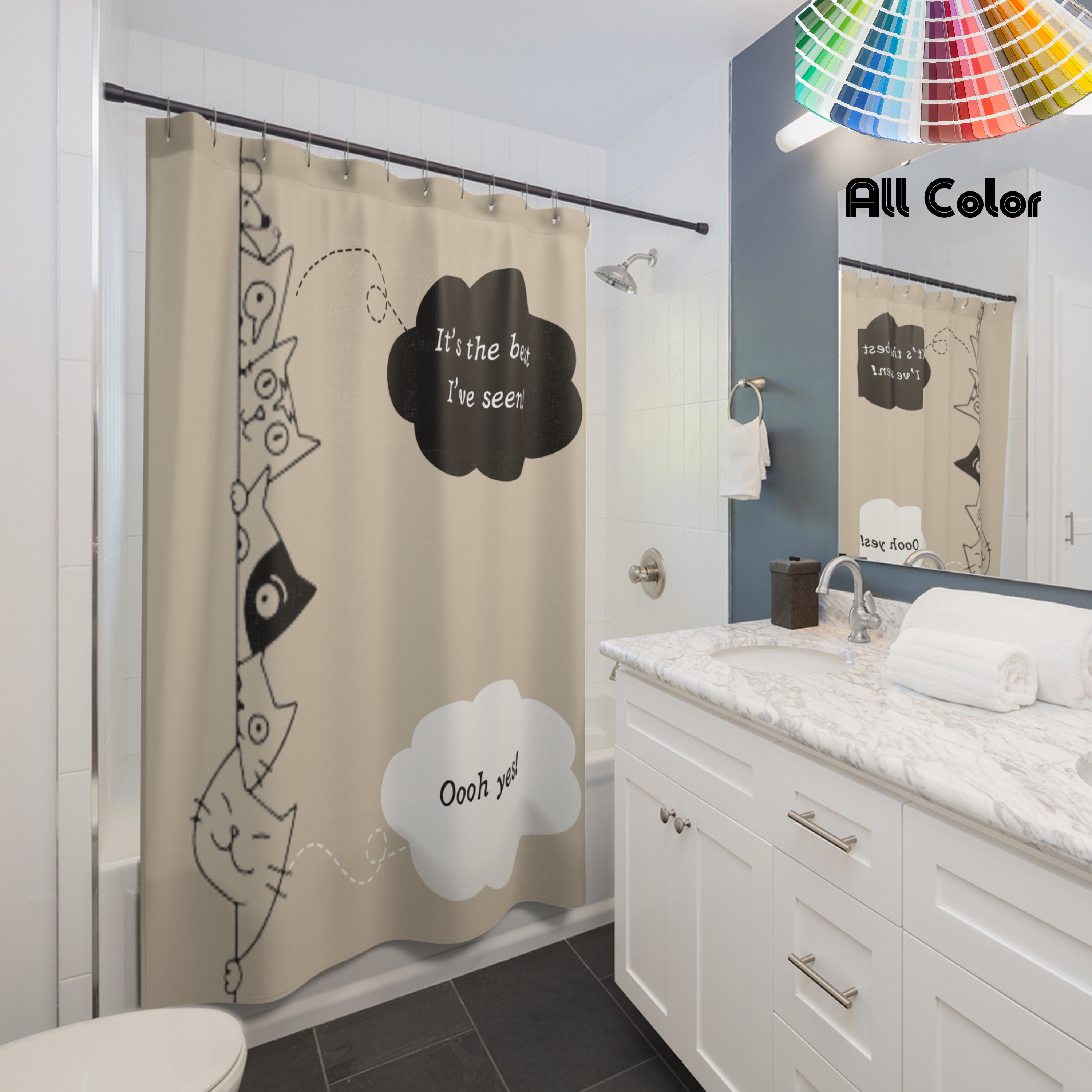 Funny Shower Curtain Cute Shower Curtain Bathroom Curtain Custom Decor