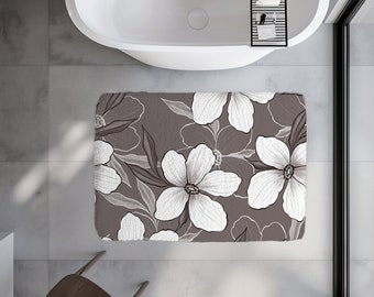 Floral Bath Mat l Botanical Bath Mat l Bath Decor l Custom Bath Mat l Wildflower Bath Mat l Aesthetic Bathroom Rug l Bathroom Flower Decor