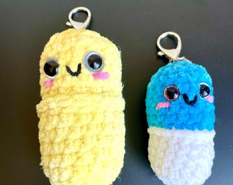 Modèle de porte-clés Chill Pill au crochet adapté aux débutants