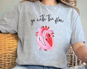 CVICU Cardiac Nurse Heart Flow Anatomy Shirt CVICU Nurse Shirt Go With The Flow Cardiology Sonographer Cardiac Nurse Tee