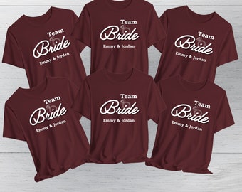 Team Bride Shirts Maroon Hen Party T Shirts  Bride Shirt Wedding Party Tshirt Bride Squad Tshirts Bridal Party T-Shirt Bachelorette Tees