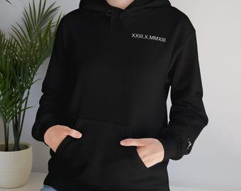 Roman Numeral Hoodie Couples Hoodie Hoodie with Initials Matching Couples Date Hoodie Anniversary Date Hoodies Christmas gift Gift for her