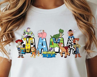 Chemise maman Disney Toy Story : Chemise maman Disney Woody Potato Head Buzz l'Éclair Jessie Rex, chemise maman Disneyland, chemise fête des mères Disney