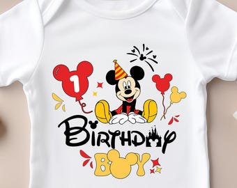 Disney Mickey Birthday Boy Shirt, Birthday Boy Disney Mickey 1-9 T-Shirt, Disney Birthday Boy with Age, Disney World Birthday Fun T-Shirt