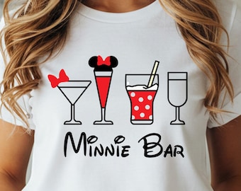 Camiseta de Minnie Bar de Disney, regalo de Disney para ella, camiseta de viaje familiar a un bar de Minnie, noche divertida de fiesta de Minnie de Disney, cerveza, cóctel, buena vida