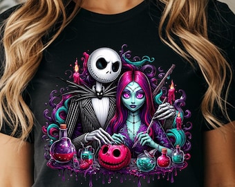Jack & Sally Disney Nightmare Halloween Shirt: Jack Sally Nightmare Before Halloween Witch Skeleton Spooky Pumpkin Monster Fall Sweatshirt