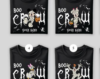 Camiseta personalizada de Disney Boo Crew, sudadera de Halloween de Mickey y sus amigos, camiseta de Mickey Minnie Donald Daisy Goofy Mummy Skeleton, camiseta a juego con cuello redondo