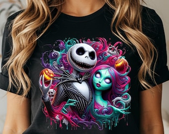 Jack & Sally Disney Nightmare Halloween Shirt: Jack Sally Nightmare Before Halloween Witch Skeleton Spooky Pumpkin Monster Fall Sweatshirt