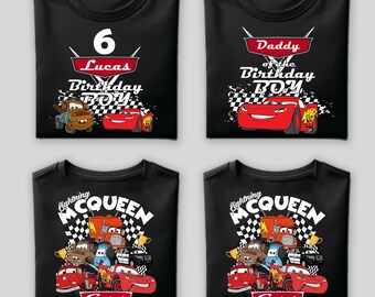 Lightning McQueen Birthday Shirt: Family Matching Disney Car Birthday Shirt, Car Birthday Girl Boy Shirt, Mom of Birthday Boy McQueen Shirt