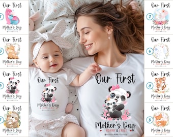 Body de bebé con camisa a juego para el Día de la Madre / Camiseta personalizada para el primer Día de la Madre / Conjunto de regalo para bebé y mamá / Body a juego para mamá y bebé