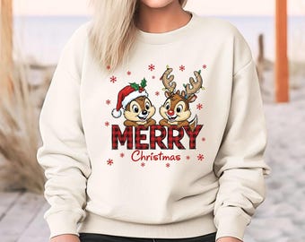 Chip & Dale Christmas Shirt: Disney Christmas Chip Couple Matching Shirt, Disney Xmas Chip and Dale Sweatshirt, Christmas Chipmunk Shirt