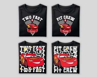 Lightning McQueen Birthday Shirt: Two Fast Pit Crew Family Matching Disney Car Birthday Shirt, Car Birthday Boy Shirt, Disney Birthday Shirt