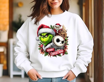 Christmas Grinch & Jack Shirt: Disney 6 7 Jack Sally Shirt, Disney Christmas Grinch Jack Sweatshirt, Night Before Christmas Grinch Hoodie