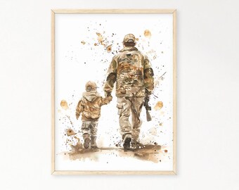 Hunting Dad and Son Nursery Art | Military Dad nursery poster | southern boy hunting nursery print | Father and son hunting keepsake