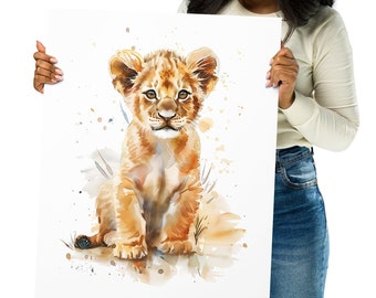 Lion cub baby print | baby lion nursery print | lion cub nursery art | baby cub decor | boho safari nursery physical print