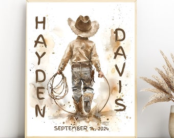 Cowboy Nursery Keepsake | Personalized Western Nursery Art | name sign for cowboy nursery poster | Yeehaw nursery keepsake