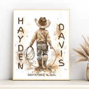 Cowboy Nursery Keepsake | Personalized Western Nursery Art | name sign for cowboy nursery poster | Yeehaw nursery keepsake
