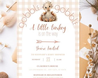 Turkey Baby Shower Invite | Thanksgiving Baby shower invitation | Cozy autumn shower invite | neutral turkey baby shower invite