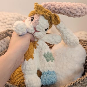 Ready to Ship | Baby Bunny Snuggler | pastel bunny lovey | crochet bunny plushie | bunny blanket | woodland animal lovey | Rabbit toy