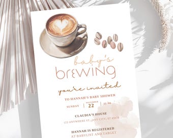 Baby is Brewing Shower Invite | Coffee Baby shower invitation | Cozy autumn shower invite | neutral Fall baby shower invite | Coffee invite