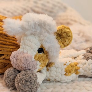 Crochet Cow Lovey | cow snuggler | cow security blanket | cow baby shower gift | farm animal lovey | cow plushie | Ready to Ship