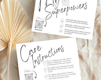 NICU Octopus Care Template Set | Small Business Item Instructions | Handmade Care Card | Order Thank You Card template