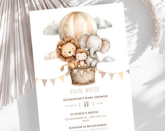 Circus Baby Shower Invite | Safari Party Invite | Hot Air Balloon Baby Shower invite | Come one come all party invite | the adventure begins