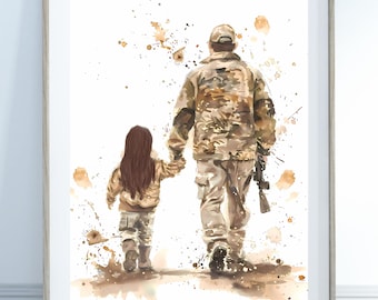 Hunting Dad and daughter Nursery Art | Military Dad nursery poster | southern girl hunting nursery | Father and daughter hunting keepsake