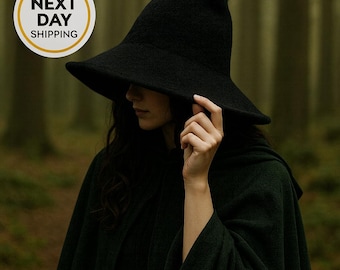 Witchy Halloween Hat, Renaissance Faire Wizard Hat, Halloween Costume Hat, Gothic Witch Hat, Spooky Season Hat, (70% off with Fast Shipping)