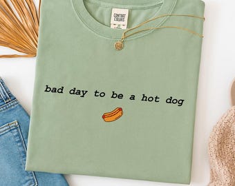 Comfort Colors® hotdogshirt, Bad Day to Be a Hotdog-shirt, grappig retro 4 juli-shirt, USA Memorial Day T-shirt, shirt hotdogliefhebber, shirt hotdogliefhebber
