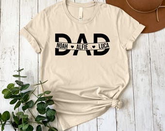 Personalized Dad Shirt, Custom Dad Shirt with Kids Names, Cute Father's Day Printed Shirt, New Dad T-Shirt, Dad Birthday Gift, Gift for Dad