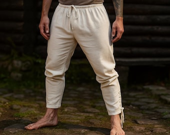 Herren Wikinger Hose, Mittelalter Piraten Hose, Ren Faire Kordelzug Hose, Vintage Renaissance Cosplay Hose, Herren Festival Fantasy Hose