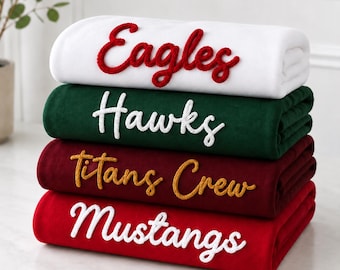Custom Chenille Letter Sweatshirt, Personalized Team Name Crewneck, Varsity Patch Embroidered Pullover, Chenille Lettering Gift for Her