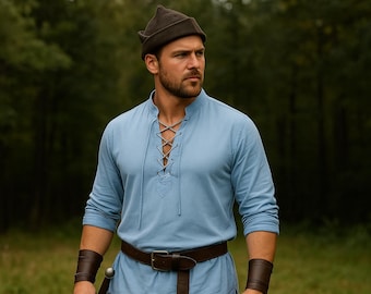 Medieval Renaissance Larp Tunic, Ren Faire Viking Mens Tunic, Vintage Pirate Cosplay Shirt, Tunic for re-enactment, Retro Aesthetic Shirt