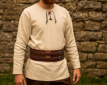 Cintura vichinga rinascimentale Larp, cintura medievale da uomo, cintura pirata vintage in pelle PU, cintura cosplay fantasy, cintura regolabile Ren Faire