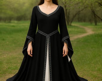Renaissance Medieval Dress, Ren Faire Fantasy Dress, Vintage Cosplay Costume, Aesthetic Viking Dress for Women, Gothic Floor Length Dress