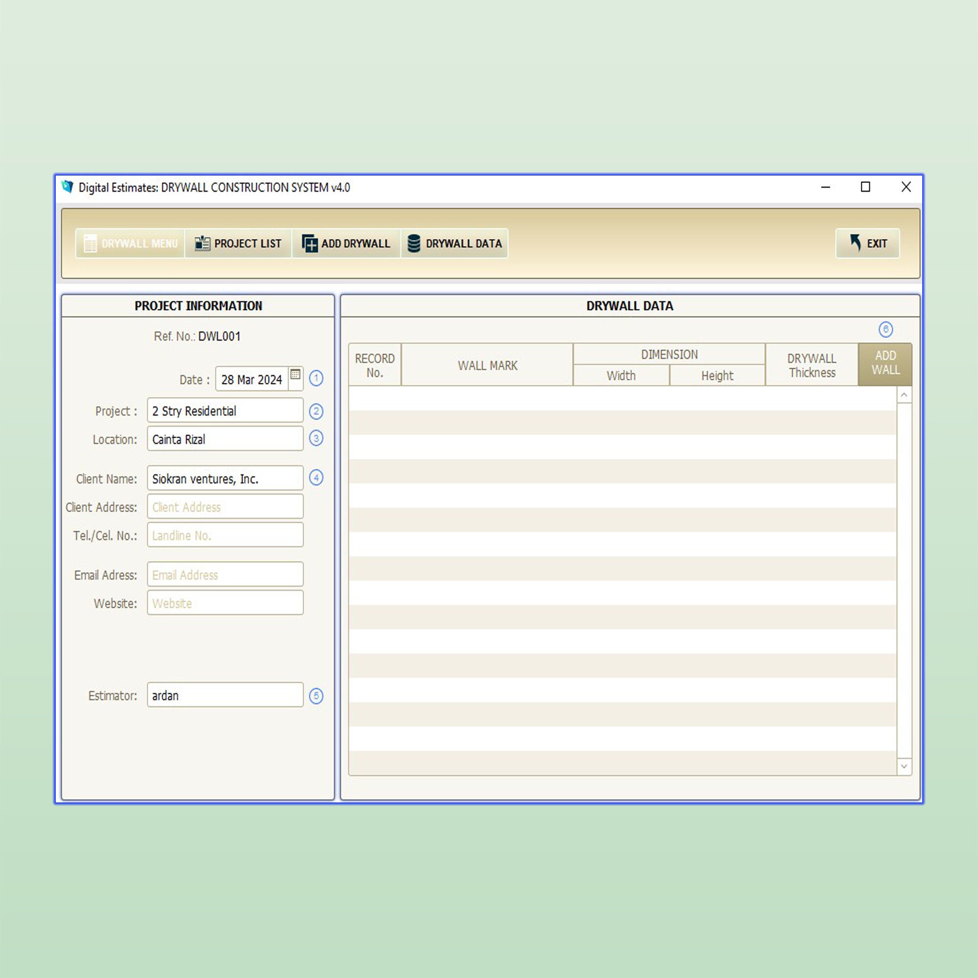 Drywall System, Construction Estimator, Estimating Software, Drywall