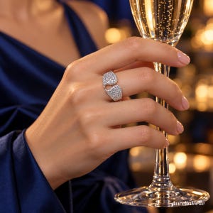 Women's Leaf Ring: Sparkle Zircon-Style Stones