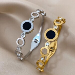 Bracelets for Women, Roman Numerals Stainless Steel Bangles