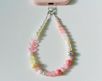 Charms Per Cellulari - 2 Ciondoli Con Perline A Farfalla E Orso | Cordini Decorativi Per Telefono, Portachiavi E Accessori