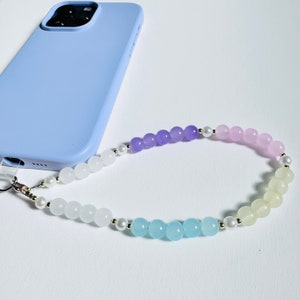 Pastel Beaded Phone Charm with Lanyard Pad - 12.5 inch Phone Strap - Colorful Beaded Wrist Strap for Phone - Handmade Phone Accessory